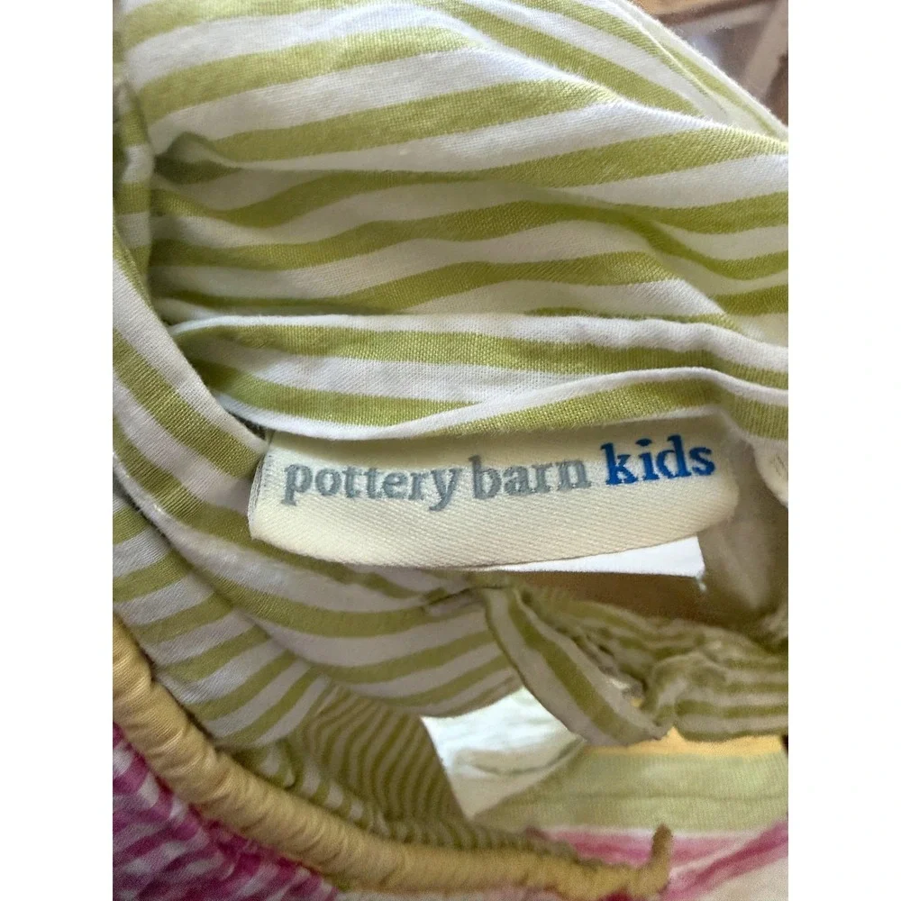 Pottery Barn Kids Queen Quilt Girls 3 Shams Pink Green Yellow Embroidered